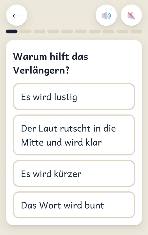Eine Aufgabe am Handy: Warum hilft das Verlängern? Mit vier Antworten zum Antippen